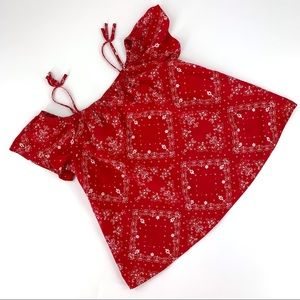 2/$20 OshKosh B'gosh Red & White Handkerchief Patterned Off-Shoulder Top, 14